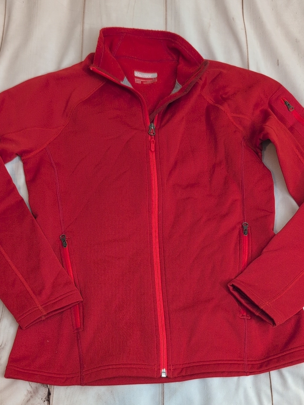 Marmot Womens Stretch Fleece Jacket 89560 Red Small Full Zip Hiking